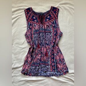 Lucky Brand Sleeveless Tie-Front Blouse